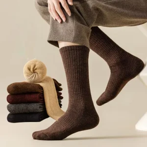 Super Thick Winter Merino Wool Socks Men’s Solid Blank Towel Thermal Socks Casual Business Style Custom Logo