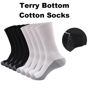 Sweat Absorbent Comfortable Thick Terry Cushion Mid Calf Cotton Hiking Climbing Daily Sports Casual Socks