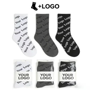 Sweat absorbent Antibacterial Crew Sports Socks White Gray Black Personalized Custom Logos Factory Price Youth