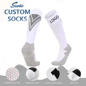 Team Club Custom Logo Soccer Socks Anti Slip Breathable Football Socks Stretch Compression Knee High Socks