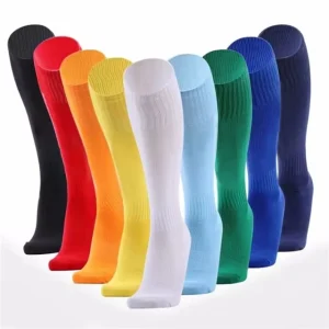 Team Style Soccer Socks Bulk Solid Bright Colors Knee High Design Compatible with Shin Guards