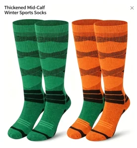 Technical Winter Crew Socks Long Tube Design Thin Terry Knit Sweat Resistant Breathable Fabric Low MOQ