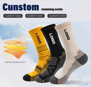 Temperature Regulation Thermal Breathable Athletic Outdoor Hiking Men Women Custom Logo Running Crew Socks