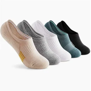 Terry Bottom Invisible Unisex Knitted Boat Socks One Combed Cotton Autumn Print Anti Slip Sweat Absorbent Breathable Short Solid