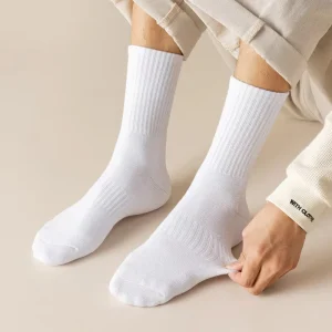 Terry Cushioned Socks Bulk Supply Soft Athletic Ribbed Terry Loop Arch Support Men’s Cotton Crew Socks