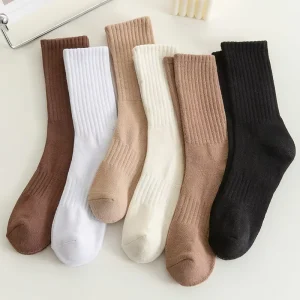 Terry Mid Tube Socks Autumn and Winter Thickened Warm Solid Color Towel Bottom Women Socks