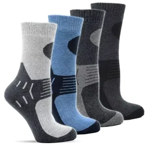 Thermal Crew Thick Socks 6 Pairs Winter Ski Knitted Full Red Tea Inner Lining Athlete Black Blue
