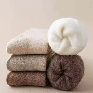 Thermal Insulated Khaki Series Brushed Terry Socks Women Winter Thick Warm Fuzzy and Fluffy Socks for extreme Temperatures