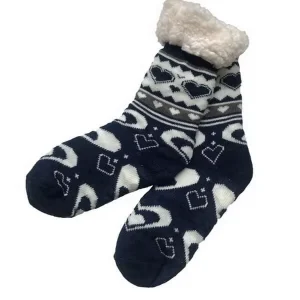 Thermal Sherpa Slipper Socks Non Skid Winter Crew Socks with Fleece Lining