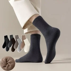Thermal Terry Loop Crew Socks Heavy Warm Mens Winter Socks for Cold Weather Outdoor Activities