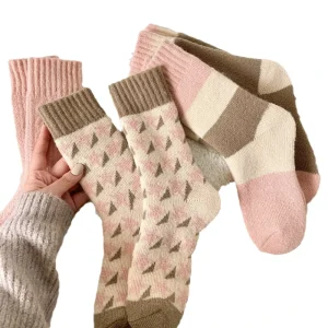 Thermal Winter Cute Sweet Thick Warm Terry Pink Towel Socks Full Terry Warm Socks Women Pink Socks