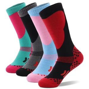 Thermal Winter Merino Wool Knitted Anti Bacterial Custom Ski Socks with Logo on Body Youth Thick Knee High Children’s Size