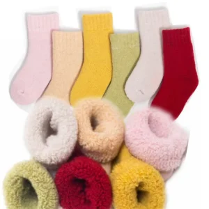 Thermal Winter Socks Black Terry Boot Solid Cozy Toddler Cushioned Kids Winter Socks pink Camel Wool Socks