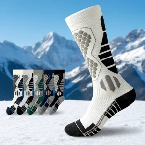 Thermal Winter Thick Crew Tube Socks Cuff Logo Anti Slip Breathable Knitted Knee High Skiing Cycling Hiking Snowboarding