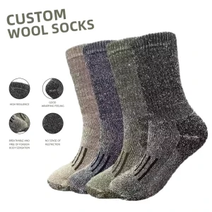 Thermal Wool Socks for Women Men Breathable Crew Thickened Loop Design Casual Winter Wool Socks with Bottom Logo