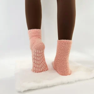 Thick Coral Fleece Winter Slippers for Women with Custom Grip Logo Cute Warm Fuzzy Lining Sleeping Socks