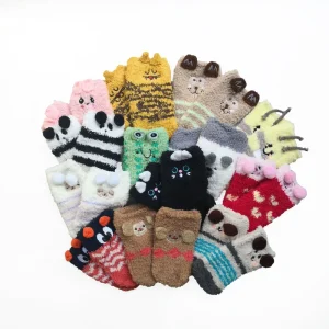 Thick Coral Fleece Winter Socks Animals Dog Fox Cat Bee Pig Rabbit Anti Slip Cute Cartoons Socks for Baby Boys Girls