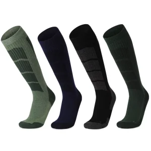 Thick Crew Ski Merino Wool Jacquard Terry Seamless Design Custom Socks for Skiing & Outdoor Sports