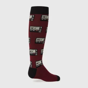 Thick Cushion Burgundy Knee High Compression Sock 20-30mmHg for Men Custom Knitted Beep Best Socks