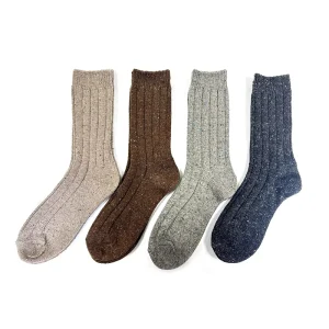 Thick Knitted Women’s Crew Socks Ribbed Wool Breathable Warm Casual Autumn Knit Mid Calf Thermal Socks Cuff Daily
