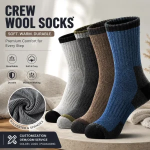 Thick Warm Thermal Crew Socks for Men Women Winter Hiking Socks Breathable Moisture Wicking Polyester Spandex Socks OEM