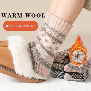 Thick Wool Socks Universal Winter & Autumn Fleece Lined Thermal Mid Calf Socks