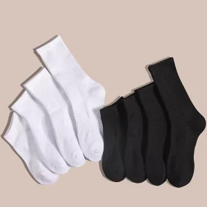 Thickened Men’s Terry White Sports Socks Cushion Pure White and Black Running Socks Basketball Cotton Socks