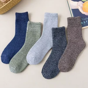 Thickened Thermal Cotton Socks Men’s Mid Tube Socks Autumn and Winter Fleece Towel Socks