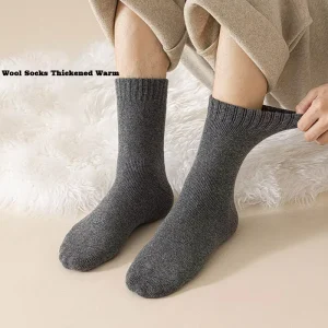 Thickened Wool Socks Men’s Winter Warm Padded Cold resistant Fleece Medium Thick Socks