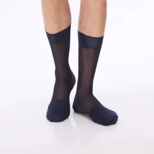 Thin Silk Sheer Dress Socks Over the Calf Dress Business Socks for Men