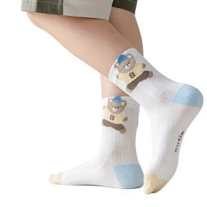 Thin Soft Spandex Nylon Cotton Cartoon Kids Socks Breathable Sporty Crew Casual Socks for Summer