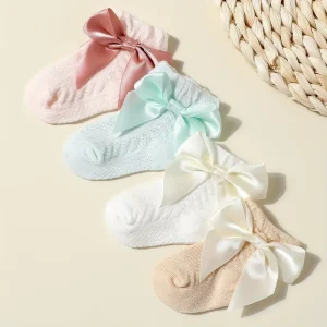 Thin Summer Baby Short Socks Mesh Mid-Calf Girls’ Bowknot Decorated Socks