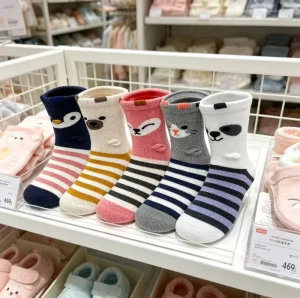 Toddler Baby Girl Cotton Socks Breathable Funny Animal Striped 5 Pairs 27-30 Cute