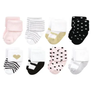 Toddler Cotton Crew Socks for Learning to Walk Soft Terry Anti Slip Sole Breathable and Antibacterial Cute Thin Design