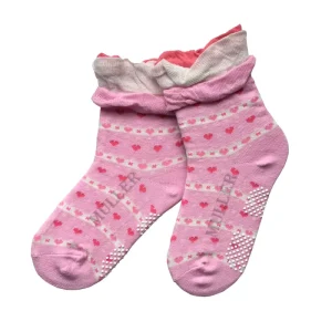 Toddler Girl Heart Non Skid Socks Frilly Grip Socks for Play and Indoor Safety