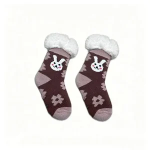 Toddlers Crew Thermal Striped Knitted Slipper Socks Cute Breathable Winter Essential Anti Slip Snowman