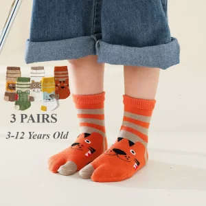 Toe Socks Kids Girls Boys Two Finger Socks Cute Cartoon High Quality Children Students Crew Socks Tiger Dog Kawaii