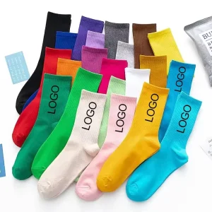 Top Quality Crew Socks Embroidered Jacquard White Black Red Design Logo Cotton Casual Thin Sports Socks
