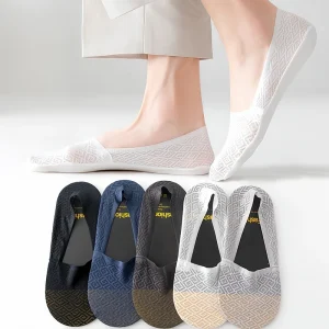 Top Quality Men’s Lace Ice Silk Breathable Anti odor No Show Socks Fashion Low Cut Fast Dry Casual Invisible Socks