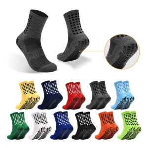 Top Quality Men’s Nylon Sports Football Soccer Grip Socks Breathable Comfort Moisture Wicking Rugby Non-Slip Crew Socks