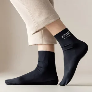Top Quality Men’s Printing Logo High Stretch Ice Silk Indoor Floor Socks Breathable Comfortable Anti-odor Home Socks