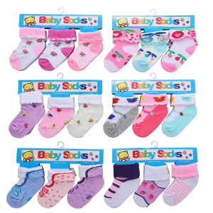 Top Selling Baby Cotton Socks 3Pcs Set for Daily Wear