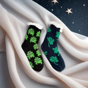 Transparent Crew Non skid Classic Cartoon House Socks for Ladies