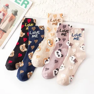 Trendy Cartoon Socks Cotton Socks Mid-calf Socks Children’s Sweet School-style Socks Versatile Socks Available