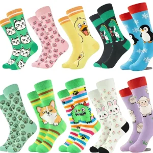 Tube Cotton Mid Calf Geometric Pattern Spring Men’s Women’s Light Casual Socks