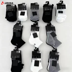 UA 3 Pairs Youth Men’s Thick Breathable Summer Ankle Socks Letter Pattern Cuff Knitted Sports Basketball Running