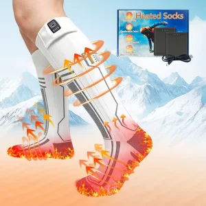 USB Rechargeable Heated Socks With Adjustable Heat Settings Soft Breathable Thermal Warm Socks For Men Women Winter