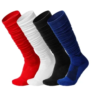 Ultra Long Combed Cotton Knee High Socks Youth Adult Scrunch Football Socks With Ankle Support Padded