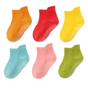 Unisex 6 Pairs Cotton Per Set Cute Middle Tube Newborn Baby Boys Girls Socks Anti Slip Floor Socks