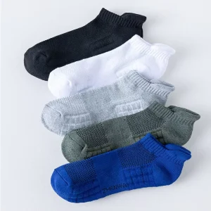 Unisex Antibacterial Sweat Absorbent Breathable Pure Cotton Summer Thin Sports Socks White Terry Cotton Towel Soled Socks